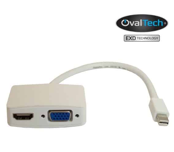 Adaptador                                                                                                                                                                                                                                                                                                                                                                                                                                                                  Mini Displayport  A HDMI / Vga Color Blanco.  Premium Ovaltech –
