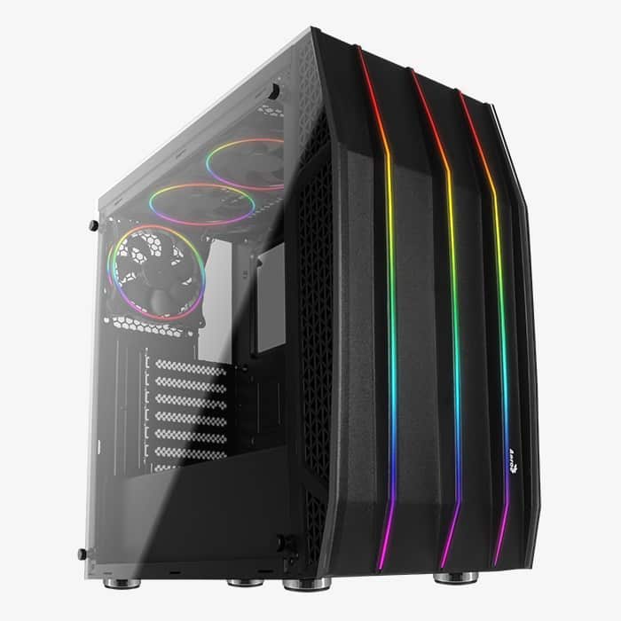GABINETE AEROCOOL KLAW RGB MID CRISTAL TEMPLADO