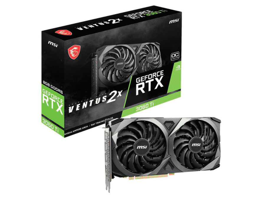 Tarjeta de Video MSI Ventus GeForce RTX 3060 Ti 8GB GDDR6 PCI Express 4.0 Video Card RTX 3060 Ti VENTUS 2X 8G OCV1 LHR(incluye MSI Headset Ds501 Gratuitos)