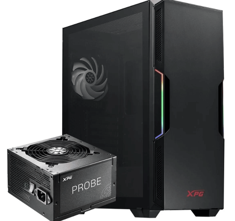GABINETE ADATA XPG STARKER RGB CON VENTANA MID TOWER COLOR NEGRO STARKERCP-BKCUS(INCLUYE FUENTE DE 600W)
