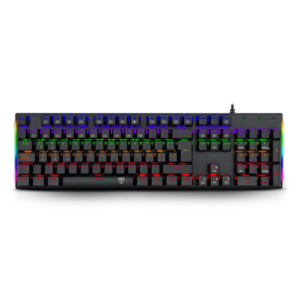 Teclado     Mecánico T-dagger Naxos Negro Con Interruptores Red Switch Y Luz Rainbow T-tgk310-rd-sp