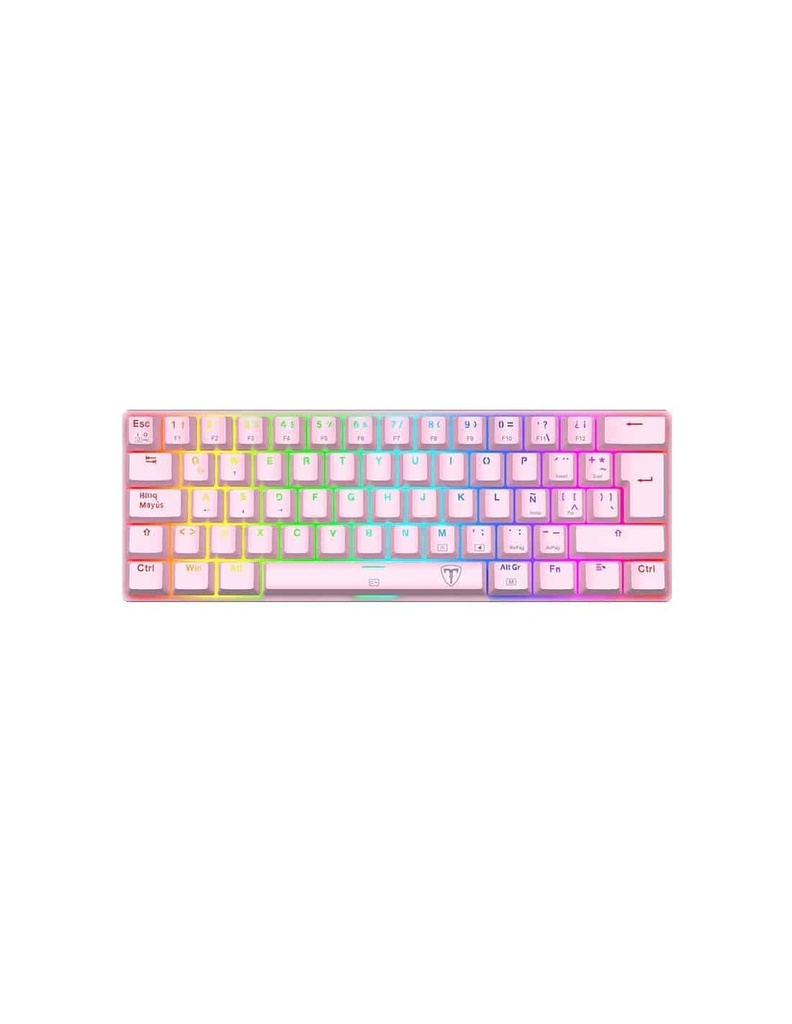 Teclado T-dagger Arena Rosa (t-tgk321b-rgb) Para Gaming Con Switch Rojos Y Led RGB