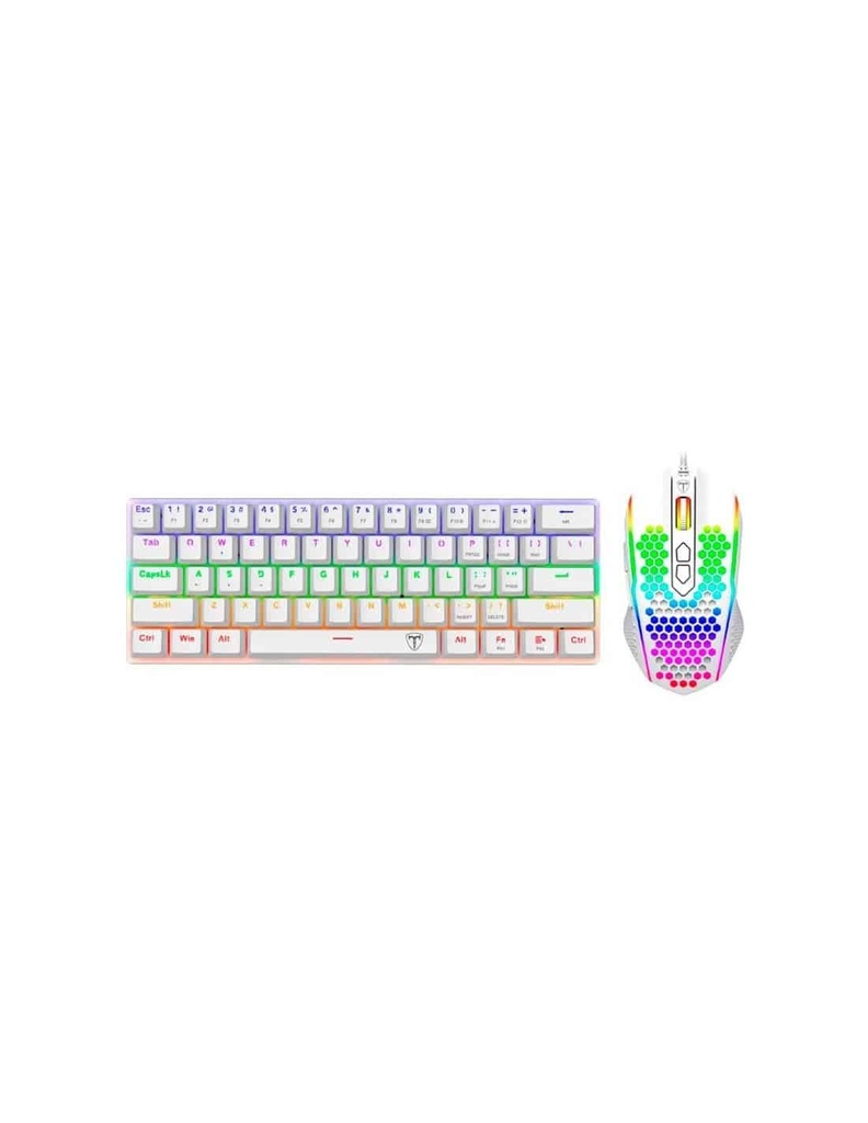 Kit    T-dagger Main Force White, Combo Teclado 60% Inglés + Mouse
