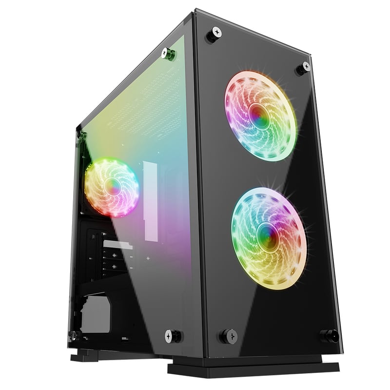 Gabinete Game Factor Micro Atx, 3 Vent 120mm Rgb, Cristal S/fte Csg550
