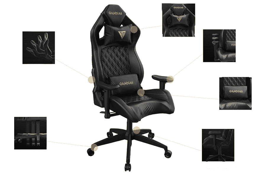 SILLA PARA GAMING GAMDIAS APHRODITE ML1 COLOR NEGRO MAX200KG RECLINABLE