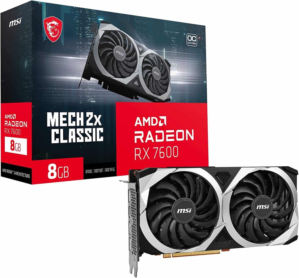 Tarjeta              De Video MSI Gaming Radeon Rx 7600 128 Bits 8gb GDDR6 Dp/hdmi Dual Torx Mech 2x Classic