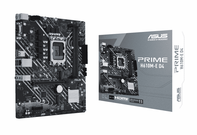 Tarjeta Madre ASUS PRIME H610M-E D4 LGA 1700 Intel H610 SATA 6Gb/s Micro ATX Intel