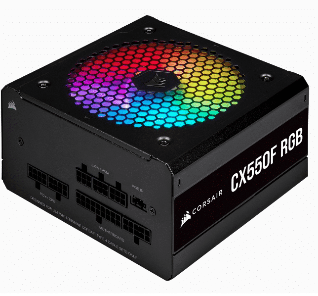Fuente de Poder Corsair CX550F RGB 80 PLUS Bronze 550W CP-9020216-NA