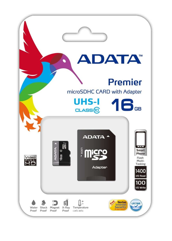 Memoria                                                                                                                                                                                                               Micro Sd Adata Pemier Pro Uhs-i U1 - 16 Gb, 30 Mb/s, 10 Mb/s, Negro, Gris