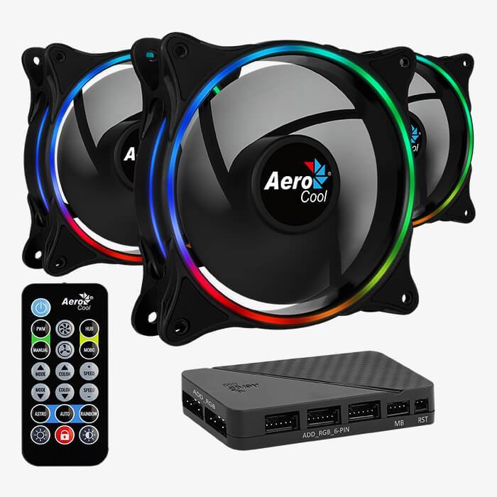 KIT VENTILADORES AEROCOOL ECLIPSE 12 PRO 3 PZ ARGB