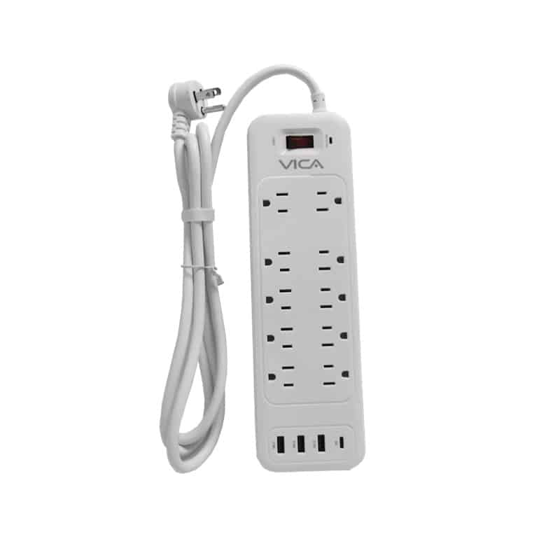 Supresor  De Picos Vica C/ 10 Tomas,3 Ptos Usb-a,y 1 Pto Usb-c (ex 9p)