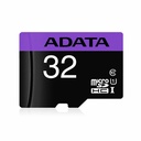 Memoria                                                                                                                                                                                                                 Sd Adata Uhs-i U1 32gb Class 10 - 32 Gb, 30 Mb/s, 10 Mb/s, Negro,