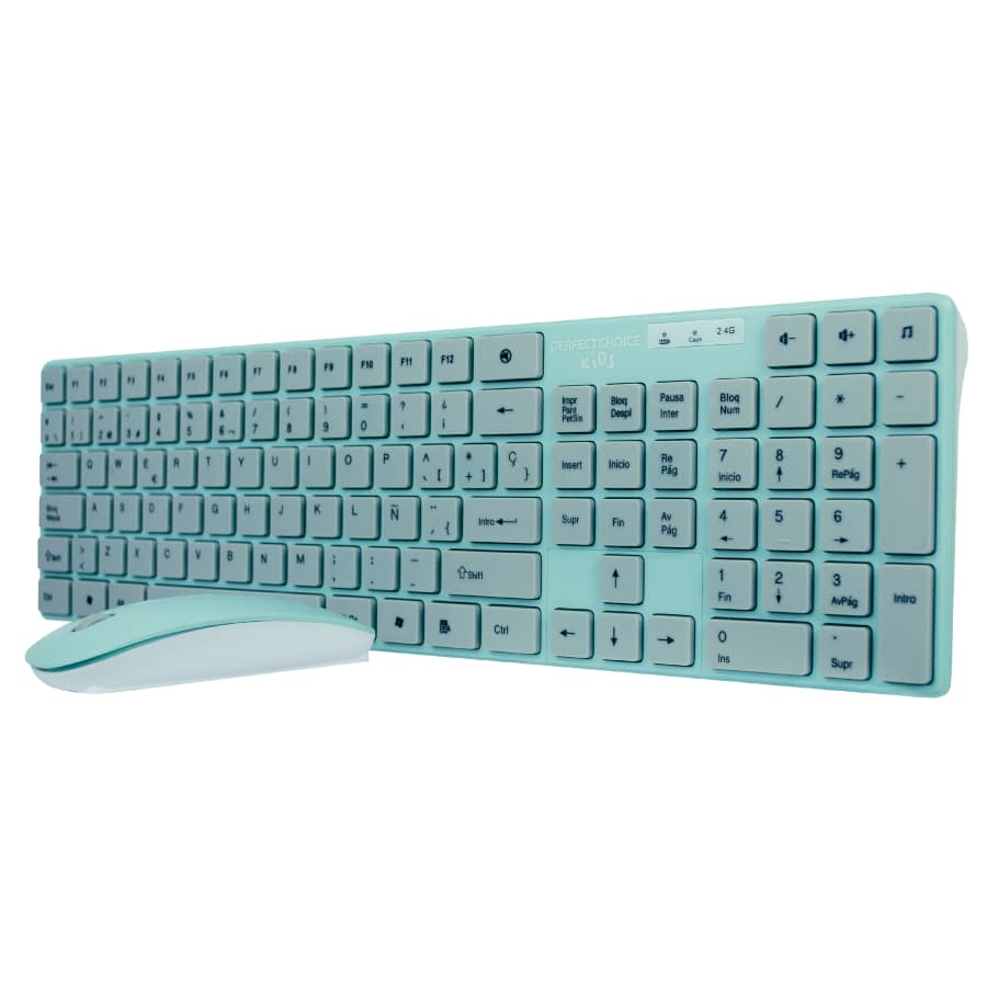 Kit                                                                                                                                                                                                                            Teclado Y Mouse Perfect Choice Pc-201243 - Turquesa, 10 M, 800 / 1000 / 1600 Dpi