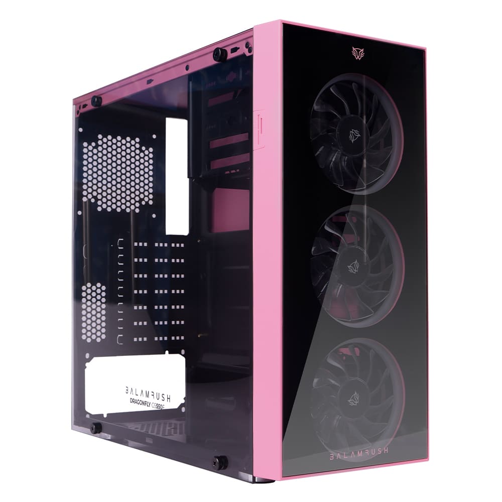 Gabinete                                                                                                                                                                                                                    Gamer Balam Rush Dragonfly Gm320 Mid Tower Atx - Micro Atx Y Mini Itx Cristal Templado Usb 3.0 Rosa 3 Vent