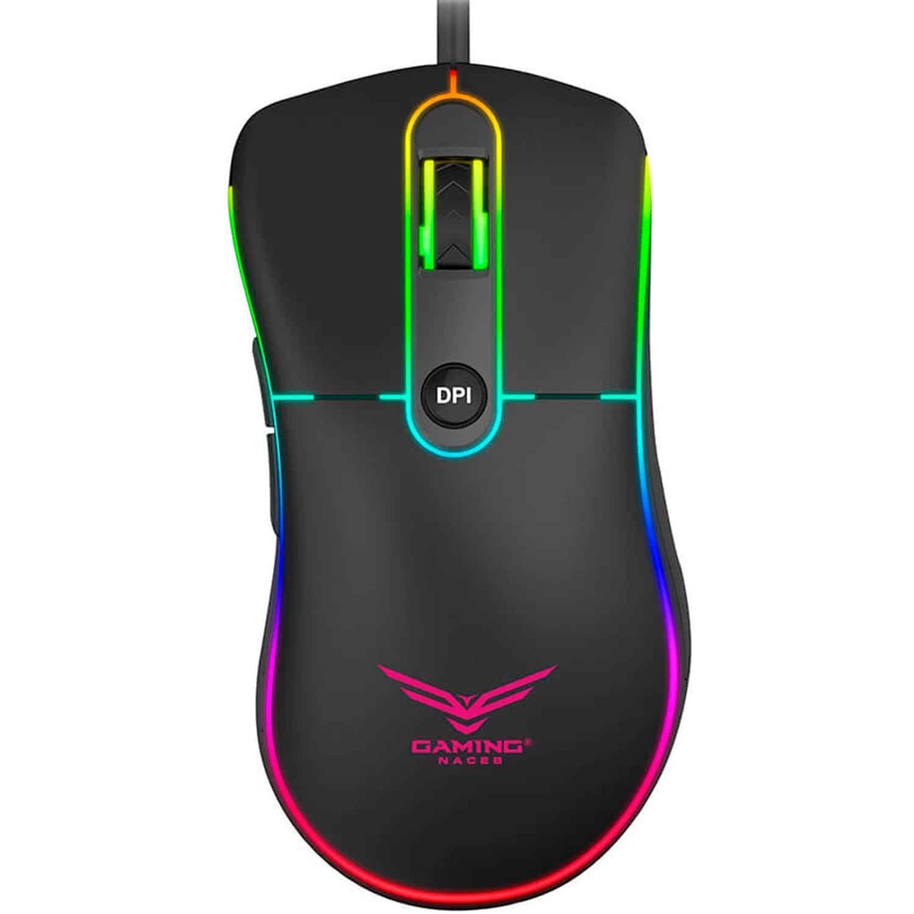 Mouse                                                                                                                                                            Gamer Naceb Technology Na-0933 - Alámbrico, Juego, 1000/1600/2400/3200, Rainbow