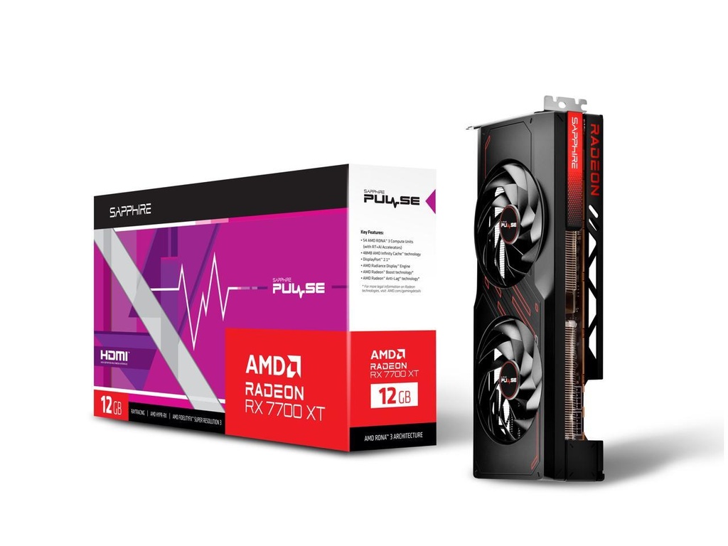 Tarjeta                                 De Video Sapphire Pulse Rx7700xt 12gb Ddr6 Dual Hdmi/dp