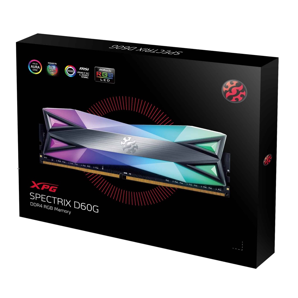MEMORIA DDR4 ADATA XPG D60 RGB 8GB TITANIO 3200Mhz AX4U320038G16A-ST60 pue