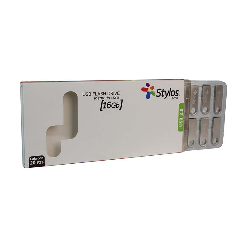 Paquete                                                                                                                                                  20 Usb 16gb Metálico Stylos Stusb2016 -