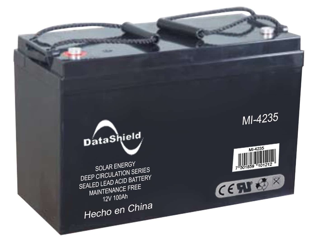 Batería                                                                                                                                                                                                                                                 Datashield Mi-4235 - 100 Ah, Sistemas Solares Y/o Inversores Cargadores Solares, 12 V, Negro