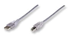 340465                                                                                                                                                                                                                                                                                                 Cable Usb Para Impresora - Usb-a Macho A Usb-b Macho, De 4.5mts, Color Plateado Translucido, Velocidades De Hasta 480 Mbps
