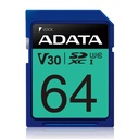 Memoria                                                                                                                                                                                         Sd Adata Premier Pro V30 - 64 Gb, 100 Mb/s, 80 Mb/s, Azul, Clase 10