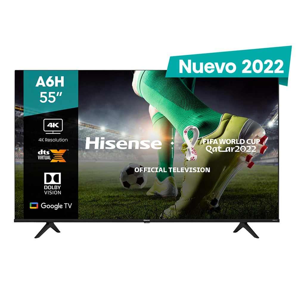 Televisor                                                                                     Hisense 55a6h - 55 Pulgadas, Led 4k Uhd, 3840 X 2160 Pixeles, Smart Google