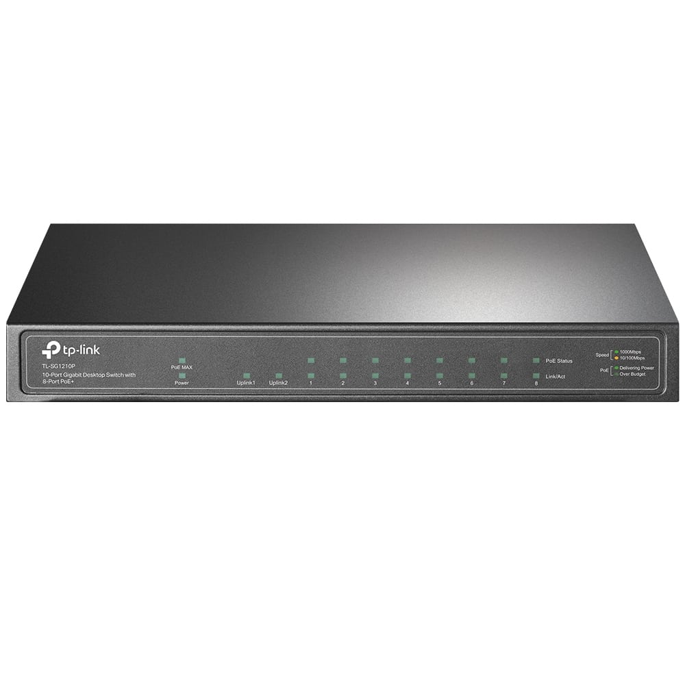 Switch                                                                                                                                                                                         No Administrable De 10 Puertos Gigabi Tp-link Tl-sg1210p - Gris, Rj45, 9
