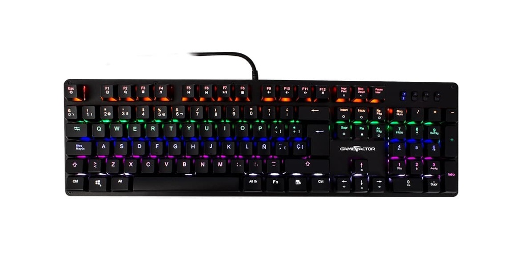 Teclado                                                                                                                                                           Mecanico Gamefactor Kbg400-b - Usb, Qwerty, Negro, Multicolor, Switch Azul