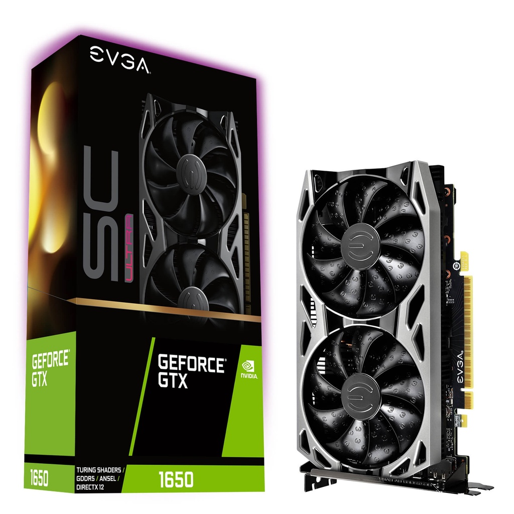 EVGA TARJETA DE VIDEO GEFORCE GTX 1650 SC ULTRA GAMING 04G-P4-1057-KR 4GB GDDR5 DUAL FAN METAL BACKPLATE