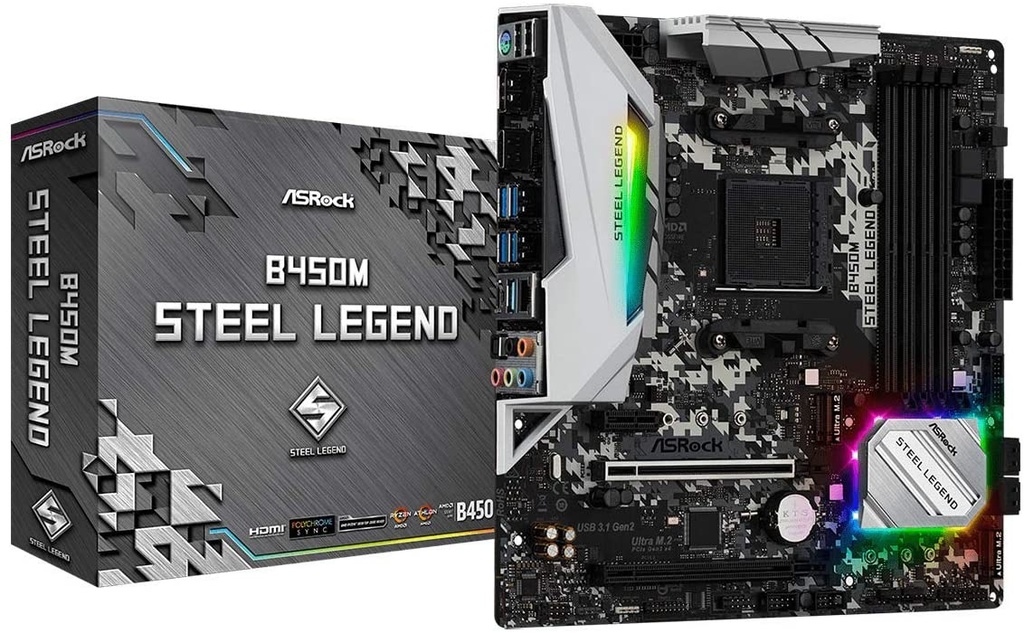TARJETA MADRE ASROCK B450M STEEL LEGEND (MAX 1PZ POR CLIENTE)
