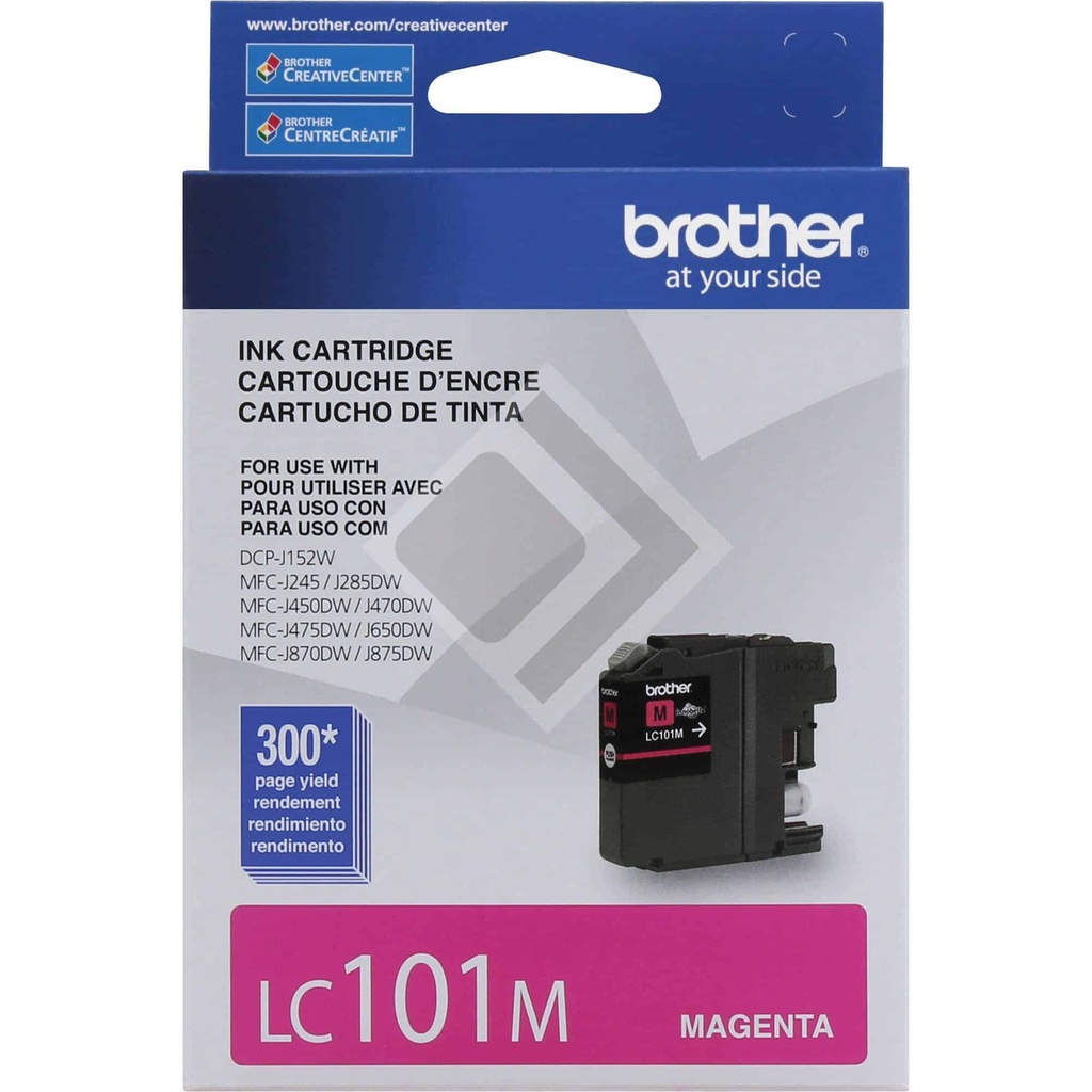 Cartucho De Tinta Brother Lc101m Magenta Rendimiento De 300 Pag P/j870