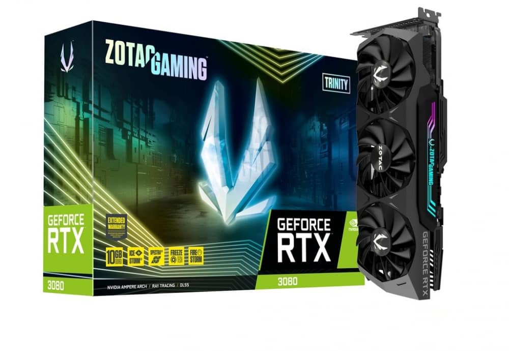 TARJETA DE VIDEO ZOTAC NVIDIA GEFORCE RTX 3080 TRINITY 10GB GDDR6 PCIE ZT-A30800D- 10PLHR