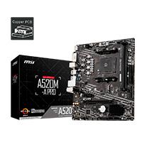 TARJETA MADRE MSI A520 AMD S-AM4 3A GEN/2XDDR4 3200/HDMI/DVI/4XUSB 3.2/M.2/MICRO ATX/GAMA BASICA