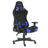 SILLA OCELOT GAMING OST-ELECTRIC BLUE / TELA AUTOMOTRIZ / BASE NYLON AJUSTABLE / DESCANSABRAZOS 1D / PISTON CLASE 4 / RECLINABLE 90-155 GRADOS / HASTA 150KG / COJINES LUMBAR Y CERVICAL / COLOR NEGRO CON AZUL