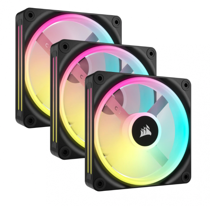 Ventilador Corsair iCUE Link QX120 RGB, 120mm, 480 - 2400RPM, Negro - 3 Piezas