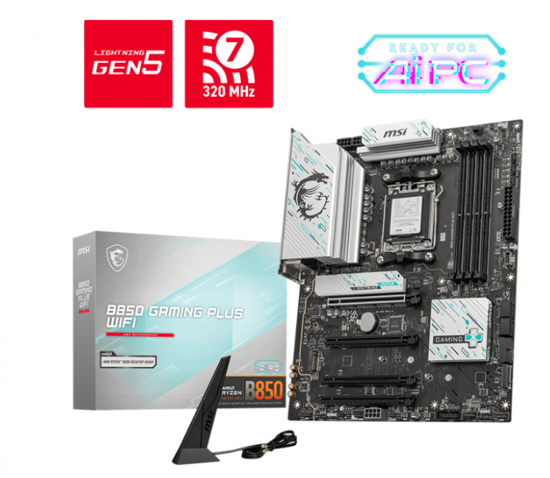 Tarjeta Madre MSI B850 GAMING PLUS WIFI, ATX, Socket AM5, AMD B850, 256GB DDR5, para AMD pue openbox