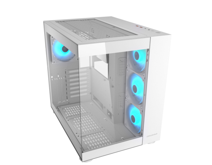 Gabinete Cougar Fv150 Blanco Rgb Crist Temp Atx