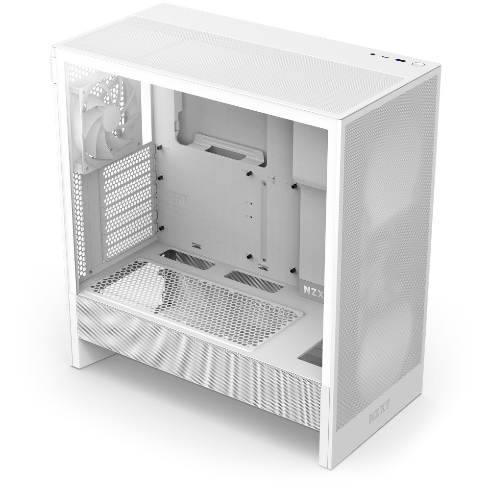 Gabinete Nzxt H5 Flow White Atx Cristal Templado, 1 Usb 3.2, 1 Usb Tipoc 3.2.
