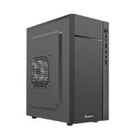 Gabinete Quaroni Frente Abs, Negro Con Franja Tipo Fibra De Carbono, Micro Atx / Mini Itx, Fuente De