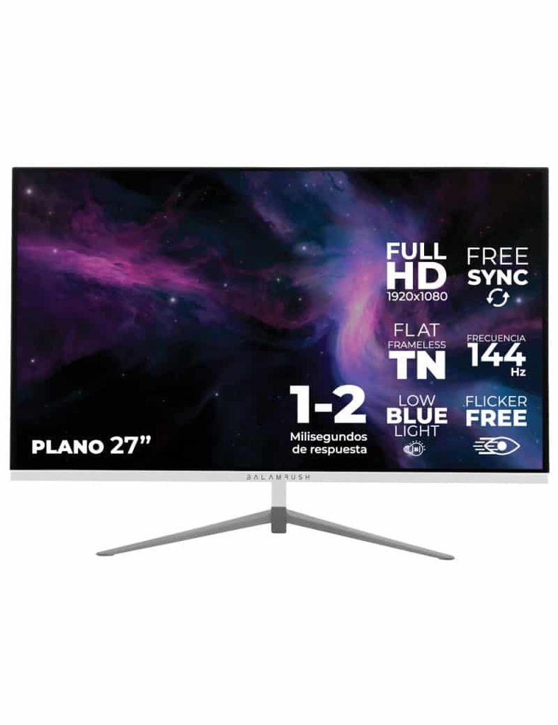 Monitor Gamer Balam Rush 27 Plano 144hz Fhd Freesync Blanco Br-933094