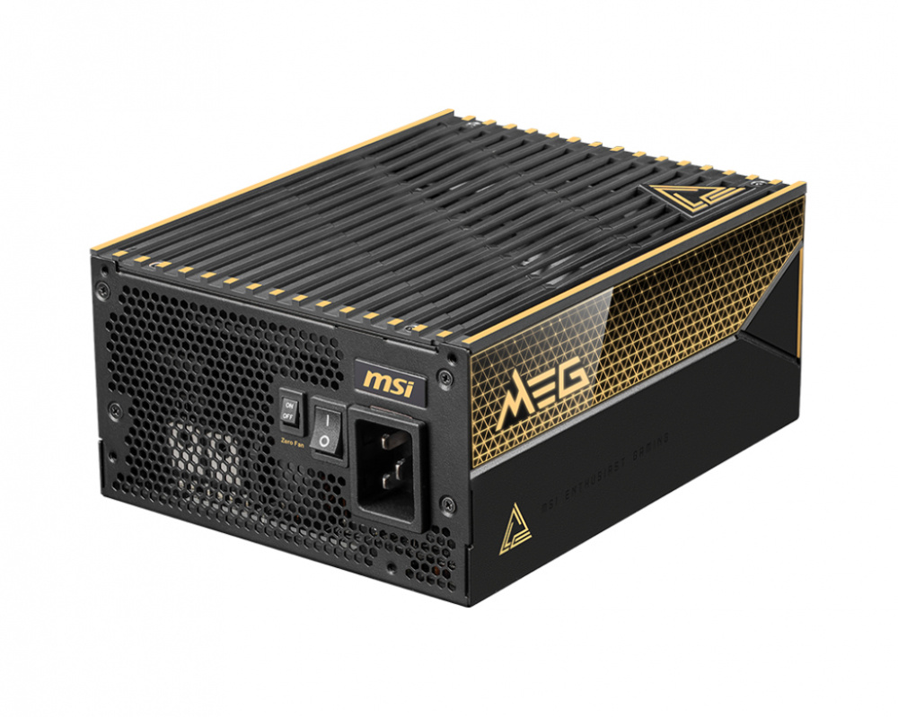 Fuente de Poder MSI MEG AI1600T PCIE5 80 PLUS Titanium, Modular, 24-pin ATX, 135mm, 1600W