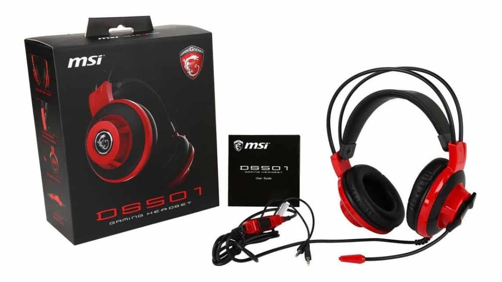 HEADSET PARA GAMING MSI DS501 NEGRO/ROJO CON MICROFONO