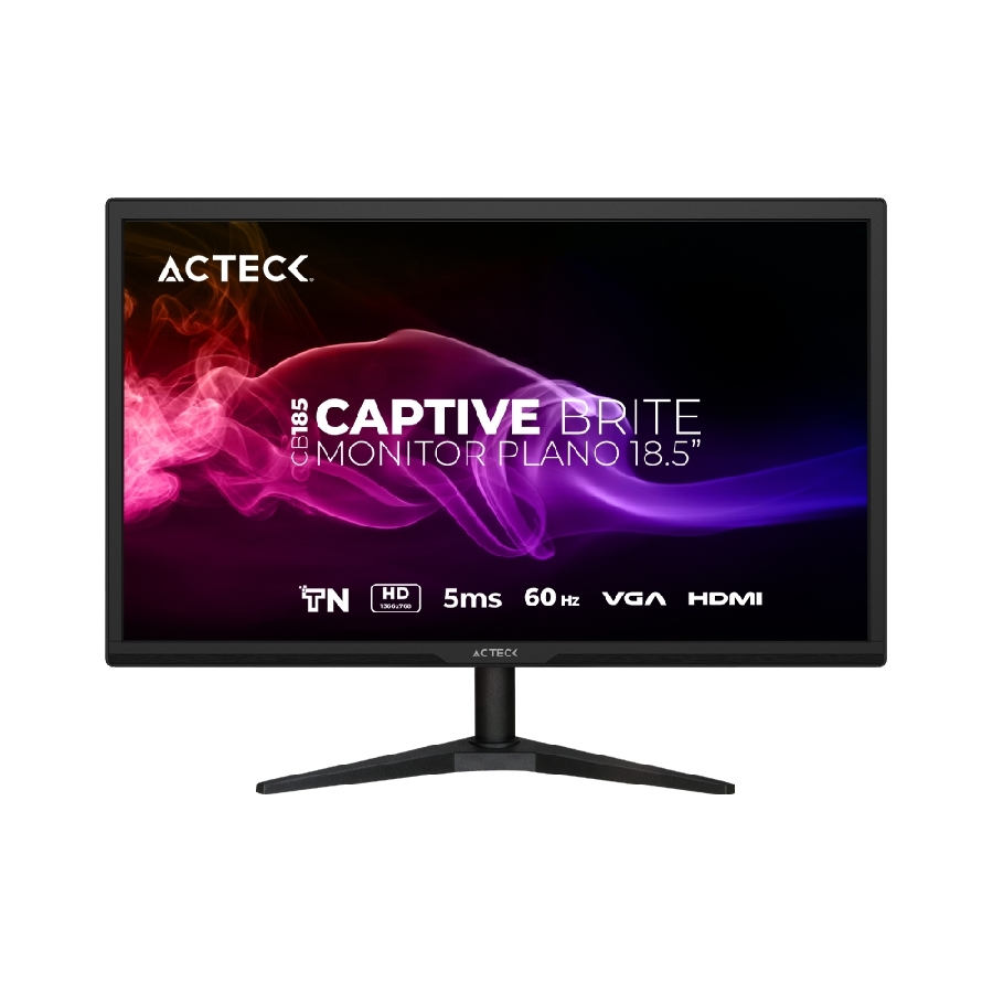 Monitor Acteck Captive Brite Cb185 / Plano / 18.5 Pulg / Panel Tn / 60 Hz / 5 Ms / Hd / Vesa 75 Mm /