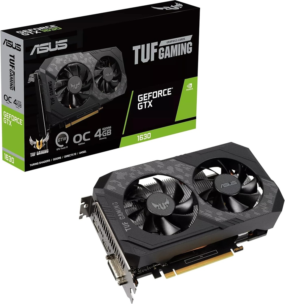 Tarjeta De Video Asus Nvidia Gtx1630 /pcie X16 3.0 /4gb Gddr6 /hdmi /dp /dvi /estandar /gama Media