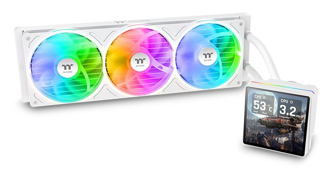Enfriamiento Liquido Thermaltake Th360 V3 Ultra 3 Ventiladores120mm Blanco Argb Pantalla 3.95 Pulgadas