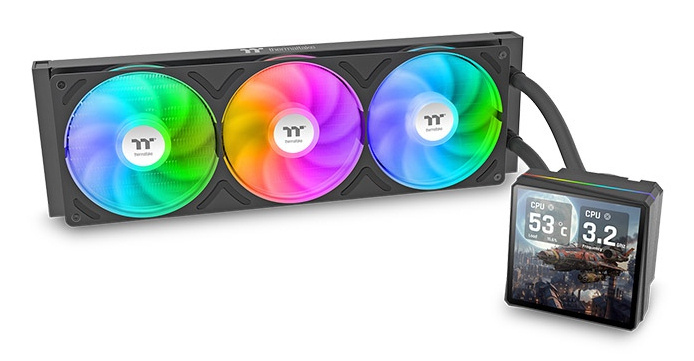 Enfriamiento Liquido Thermaltake Th360 V3 Ultra 3 Ventiladores120mm Negro Argb Pantalla 3.95 Pulgadas