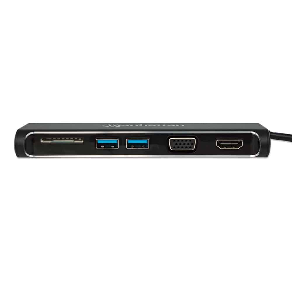 CONVERTIDOR USB MANHATTAN TIPO C-HDMI/SVGA H + HUB + LECTOR 152631