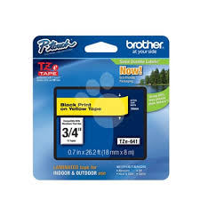 Cinta  Brother Tze641 Negro Sobre Amarillo Laminada 1.8 Cm X 8 M De Lar