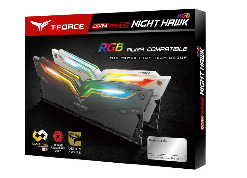 Memoria RAM TeamGroup Team T-Force Night Hawk RGB GEN 2.0 16GB (2 x 8GB) 288-Pin PC RAM DDR4 3600 TF14D416G3600HC18JDC01 NEGRO