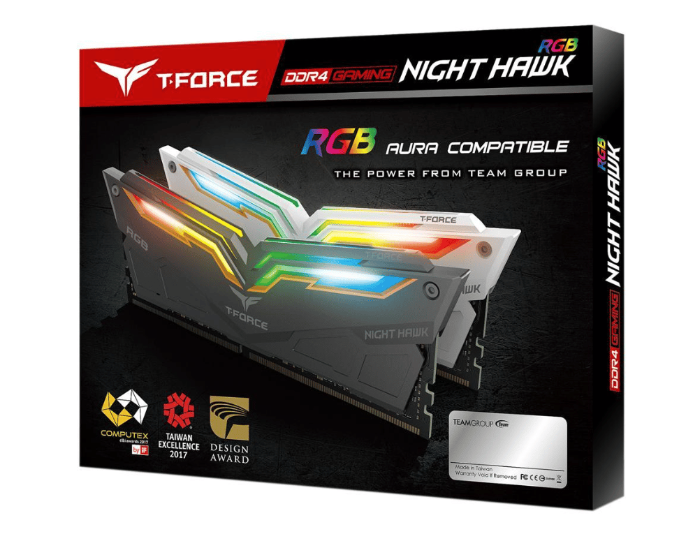 Memoria   Ram Teamgroup Team T-force Night Hawk RGB Gen 2.0 16gb (2 X 8gb) 288-pin Pc Ram DDR4 3600 Tf15d416g3600hc18jdc01 Blanco
